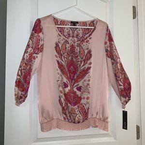 NWT Women’s M Pink Satin Smooth Blouse